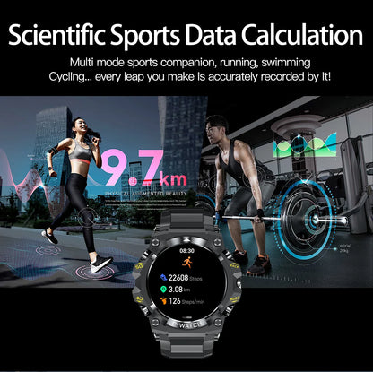 Outdoor Sport Smart Watch LED Flashlight Health Monitor Bracelet Bluetooth Make Answer Call Waterproof Men Military Smartwatch