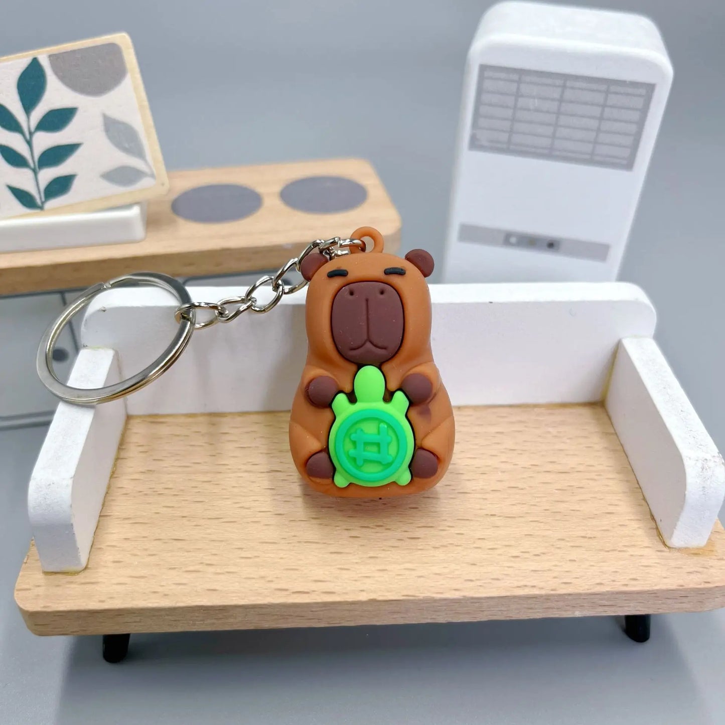 Cute Capybara Keychain Doll Hugging Fruit Series Pendant Cycling Backpack Key Pendant Accessories Ugly Cute Pvc Soft Rubber