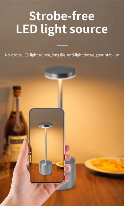 2pcs USB Rechargeable LED Desk Lamp Stepless Dimming Tricolor Touch Night Light Bedside Light Bar Hotel Decoration