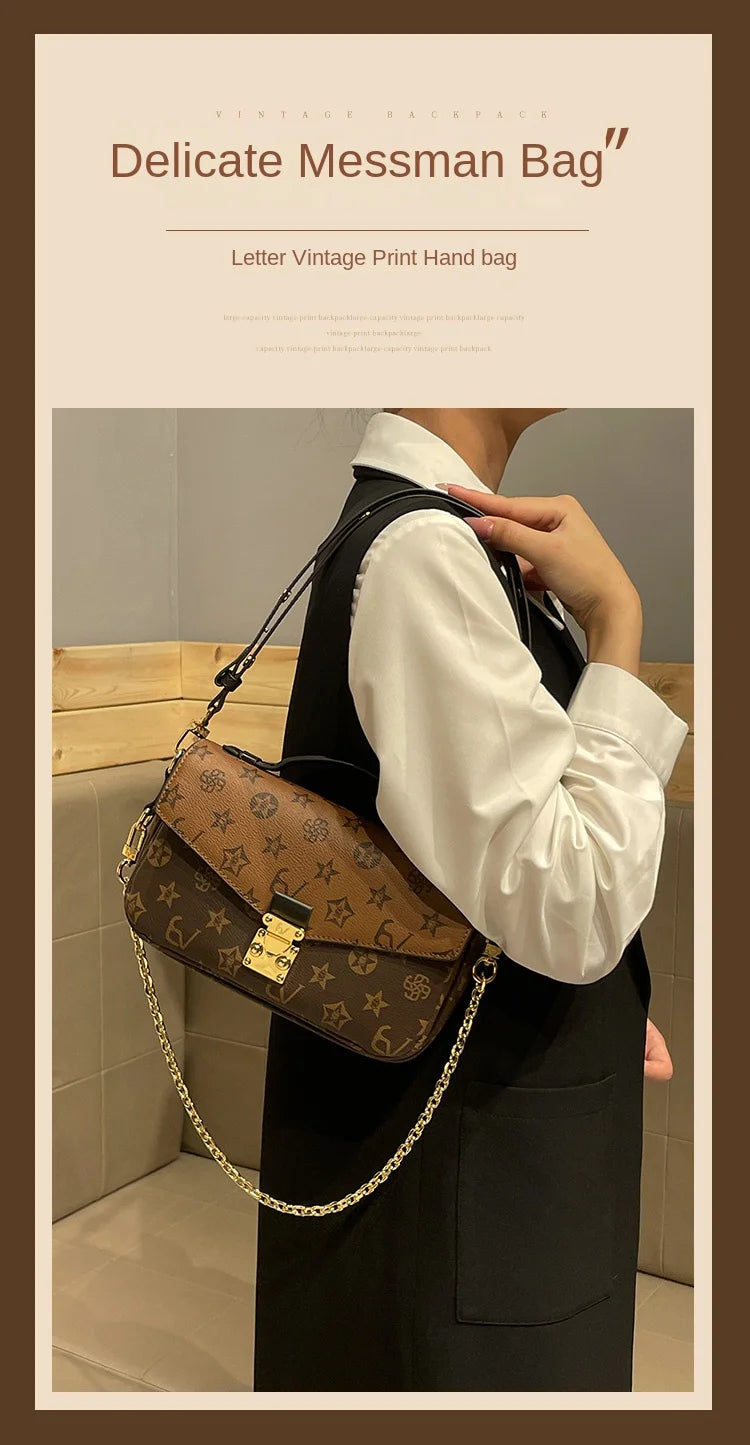 Light luxury brand women's handbag 2024 new autumn and winter high-end fashion designer mailman bag shoulder crossbody bag