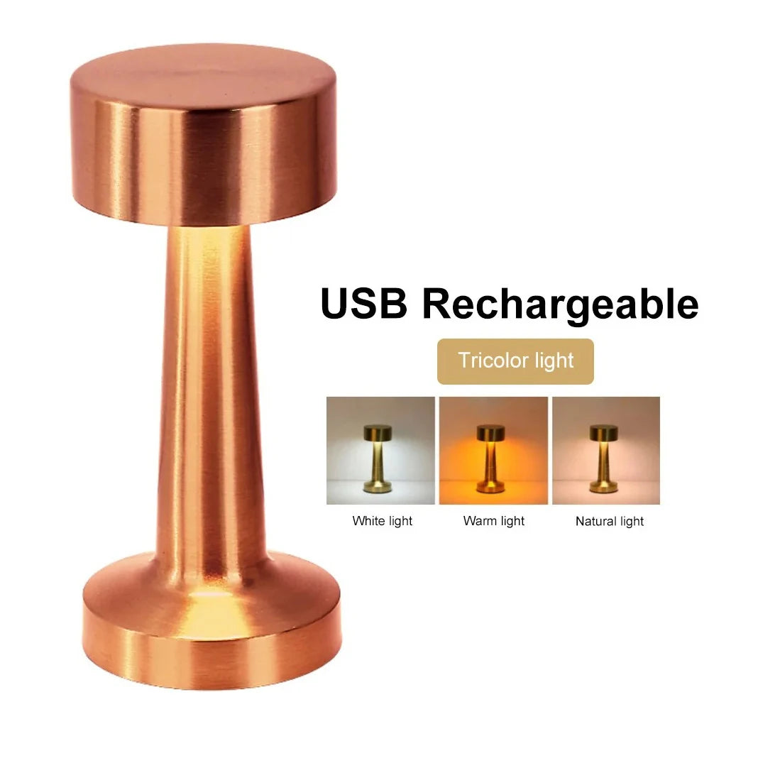 LED Table Light 3 Color Modes Retro Coffee Table Lamp with Touch Control Mushroom & Dumbbell Styles Sensor Rechargeable Night