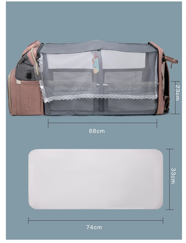 Mommy Bag Lightweight Portable Folding Crib Bed Large-capacity Travel Maternity Bags Baby Backpack Female Mommy Outting Bag Gift