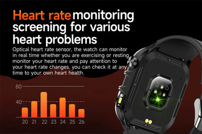 2024 New For Xiaomi Military Smart Watch Men Outdoor Sports Flashlight Fitness Watches Health Monitor 1.96" BT Call Smartwatch