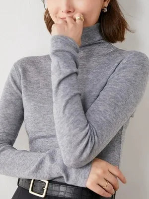 2023 New autumn/winter cashmere sweater women's turtleneck pullover ultra-thin pile neck sweater wool knit
