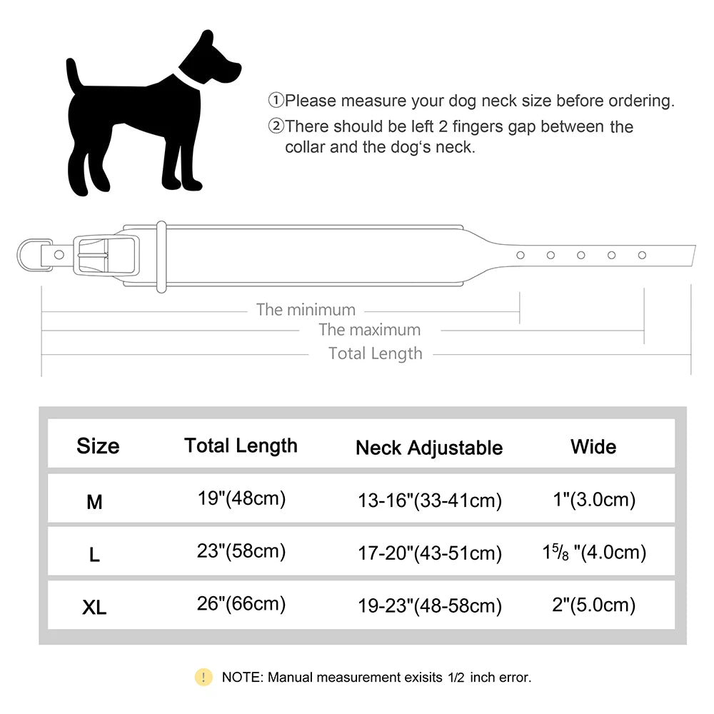 Customized Leather Dog Collar Personalized Wide Padded ID Collars Free Print Name Number For Medium Large Dogs Dogs Greyhound