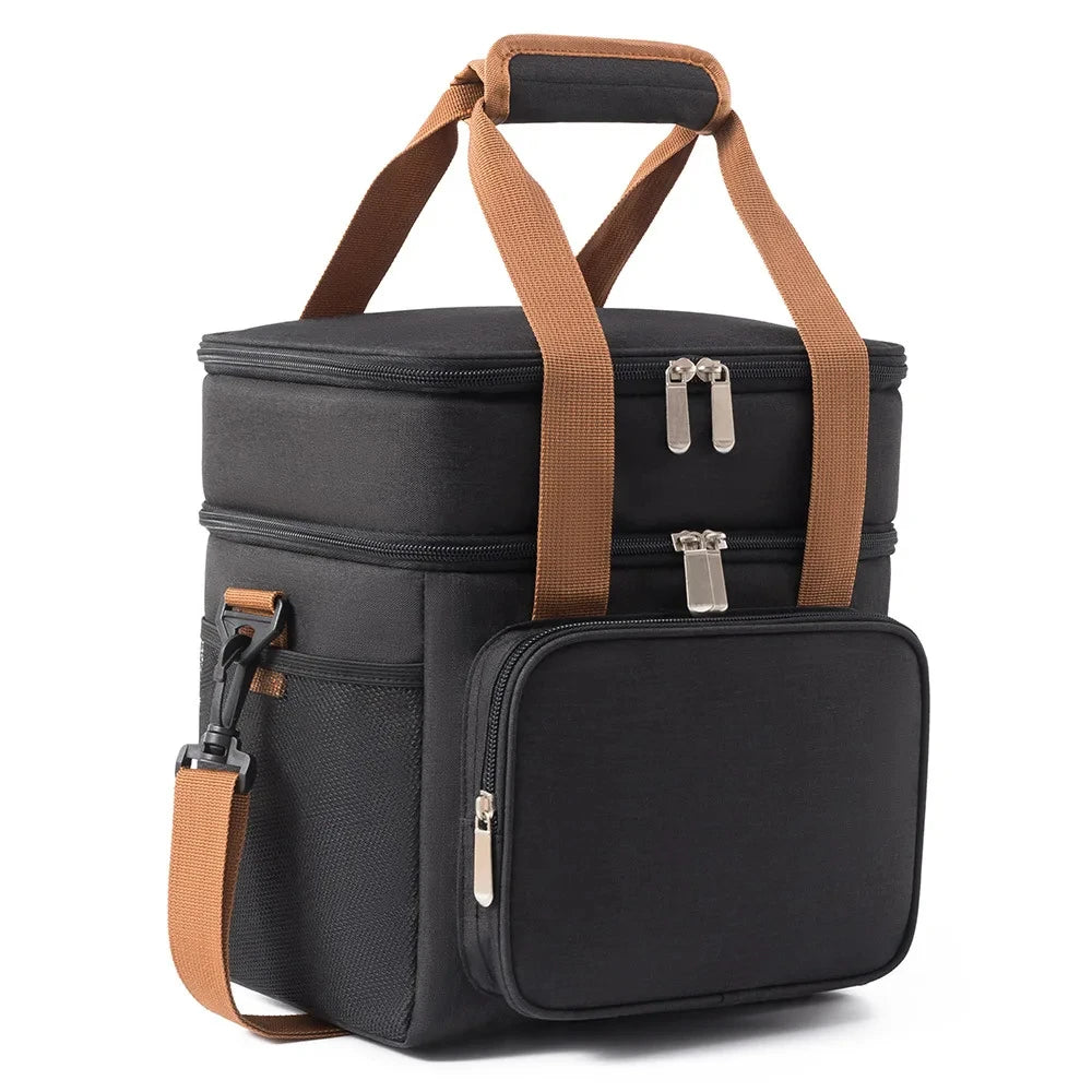 Picnic Cooler Bags Thermal Lunch Box Bag Double Layer Outdoor Camping Food Drink Ice Insulated Case Travel Storage Bags