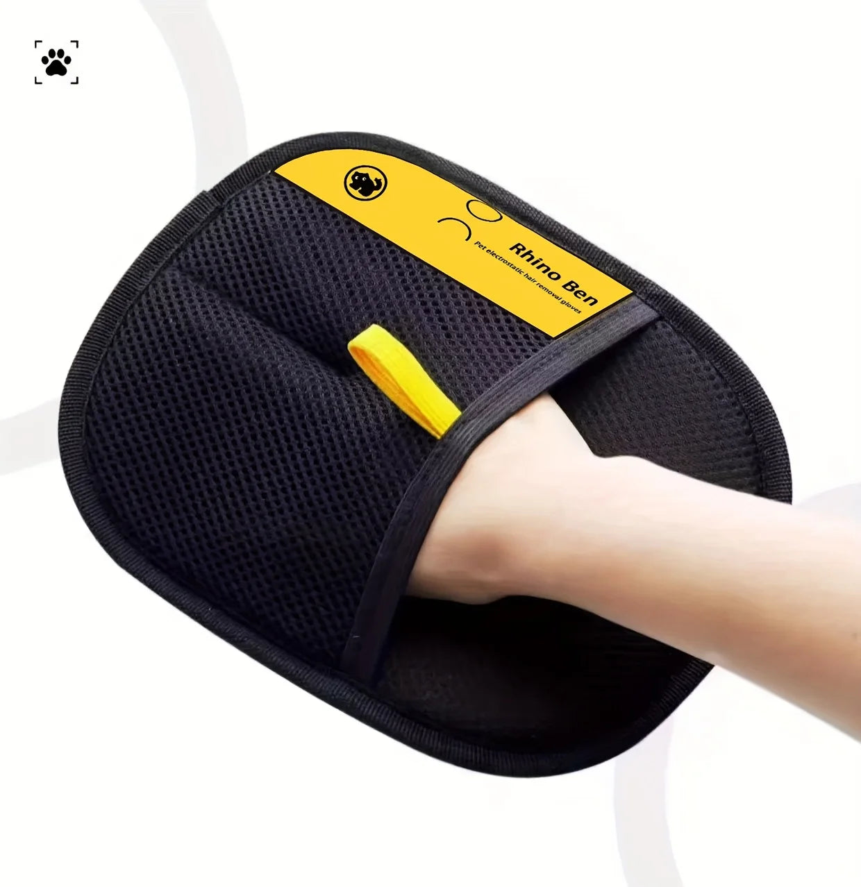 Upgrade Edition Large Pet Static Hair Removal Gloves - Black Polypropylene Cat Grooming Gloves with Yellow Accents
