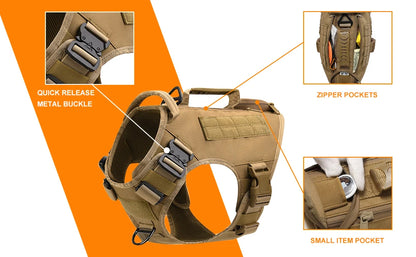 Professional Pet Harness Nylon No Pull Tactical Dog Harness For Heavy Duty Large Dog