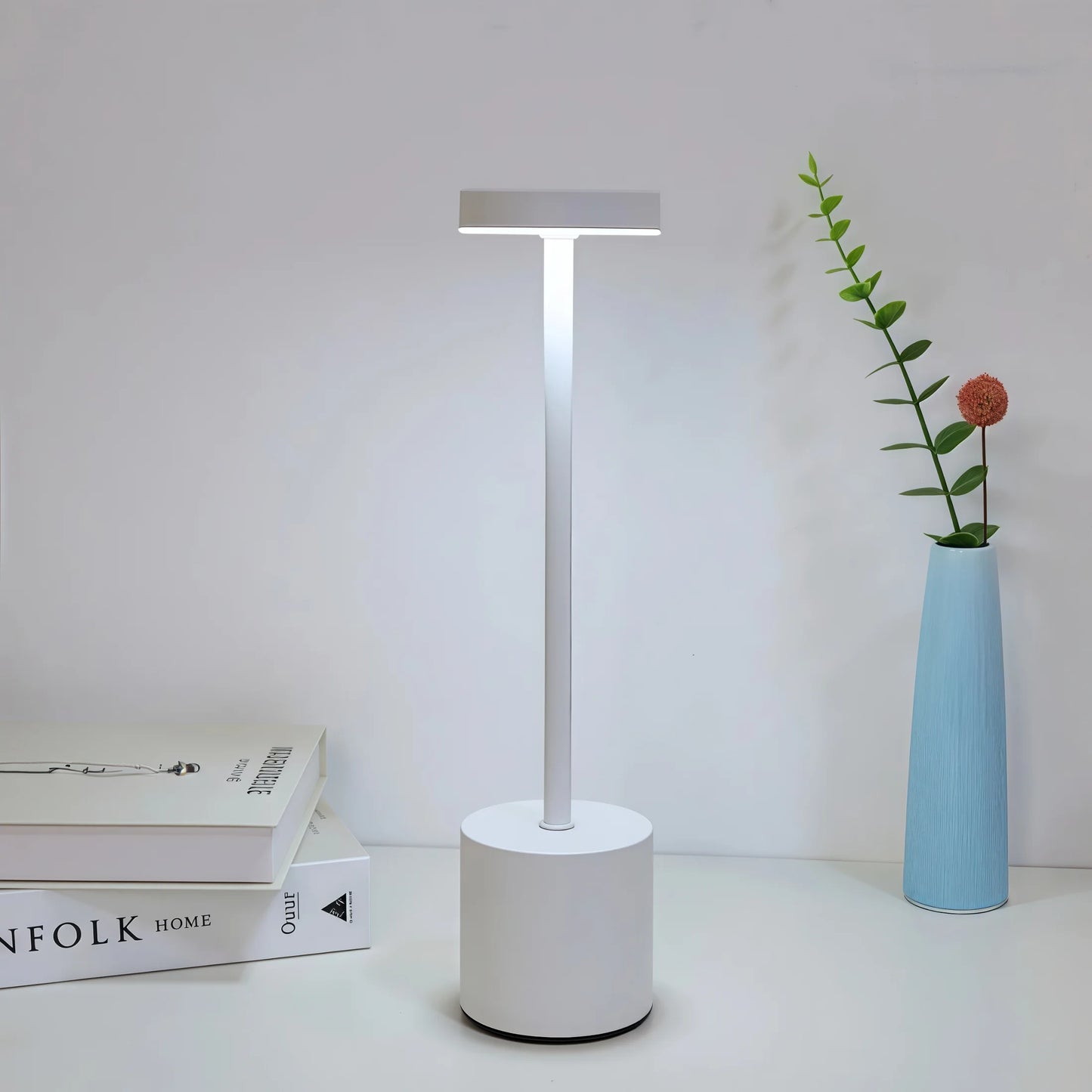 Wireless charging LED desk lamp | 3-color + adjustable dimming | USB charging | Bedside lamp | Festival gift.