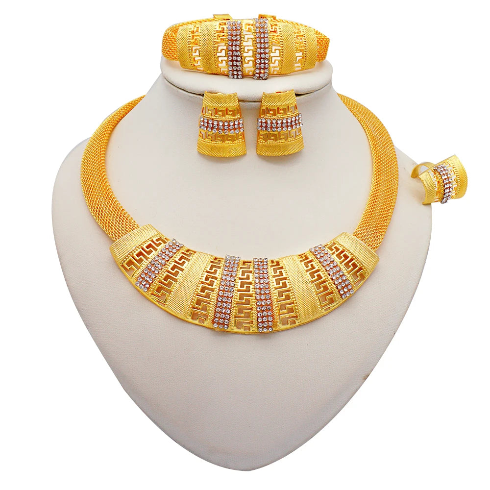 2023 Fine Jewelry Sets For Women Dubai Bridal Wedding Gifts Necklace Bracelet Earrings Ring Jewellery Set African Bead jewelry