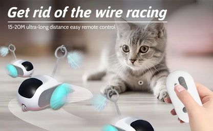 Self-Moving Automatic Cat Teaser Ball with Faux Tail Rechargeable Smart Sensor Cat Toy for Indoor Cats Cat Toys Interactive