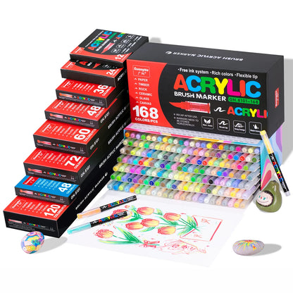 12-240 Color/box Professional Artist Marker Set - Soft-tip Drawing Straight Line Liquid Acrylic Markers, DIY Graffiti Art Painti