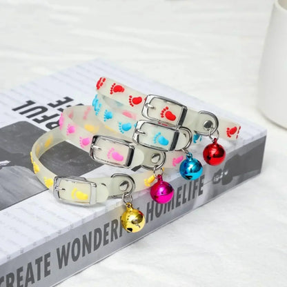Luminous Cat Necklace Glowing Small Dog CatCollar Anti-Loss Fluorescent Silicone CatBell Collar Neck Ring Pet Cat Accessories