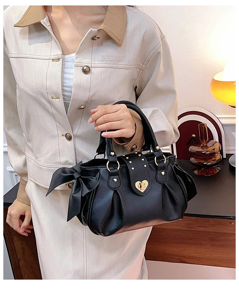 Sweet Bow Lolita Pink Hand Bag Purse Women Harajuku Love Heart Soft Crossbody Bag Lady Kawaii Large Capacity Shoulder Bag Female