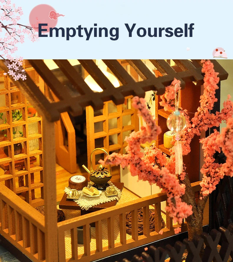 Cutebee DIY Dollhouse Super Mini Scale Miniature Dollhouse Japanese Garden Building Kit Toys for Birthday Gifts