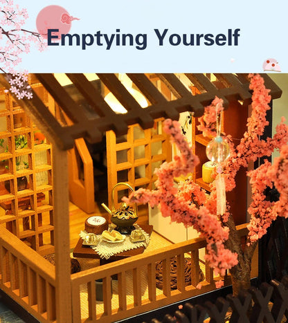 Cutebee DIY Dollhouse Super Mini Scale Miniature Dollhouse Japanese Garden Building Kit Toys for Birthday Gifts
