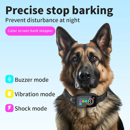 Color Screen Dog Collar Automatic Anti Barking Device IP67 Waterproof Rechargeable Dog Trainer Smart Barking Stopper for Pet Dog