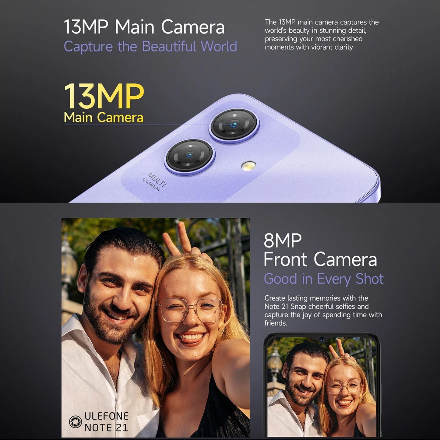 Ulefone Note 21 Smartphone 6.56" 90Hz 5000mAh Battery 4GB+128GB Unisoc T606 13MP Camera 4G Android 14 Mobile Phone
