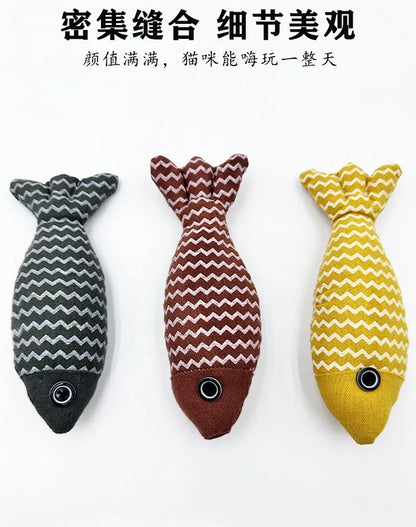 Cat Toys Saury Fish Crinkle Sound Soft and Durable Interactive Kitten Kicker for Indoor Kitty Exercise for All Breeds
