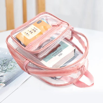 Fashion Travel Solid Color PVC Backpack Large Capacity Knapsack Handbags for Women Students Shopping Travel