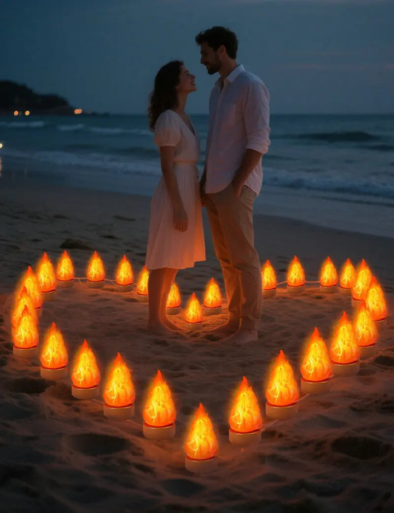 Hanging Fake Fire Lamp 3D Rechargeable Night Light Cozy Lighting 3 Mode LED Fireplace Candles Apartment Patio Outdoor Camp Decor