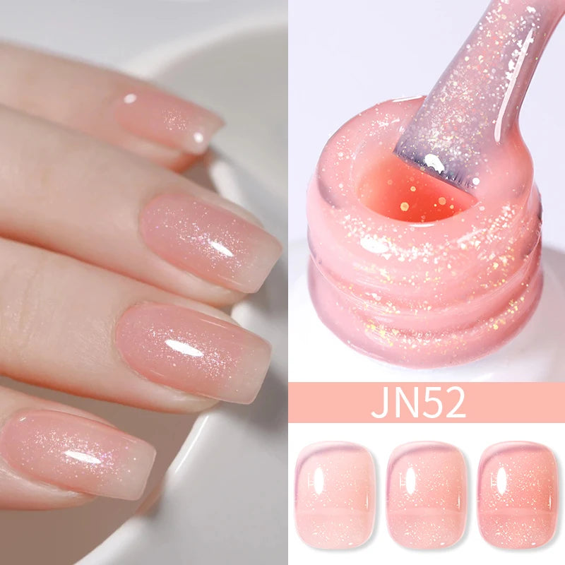 BORN PRETTY 10ml Wine Red Glitter Jelly Nude Gel Nail Polish Soak Off Translucent Color UV Light Cure for Nail Art DIY at Home