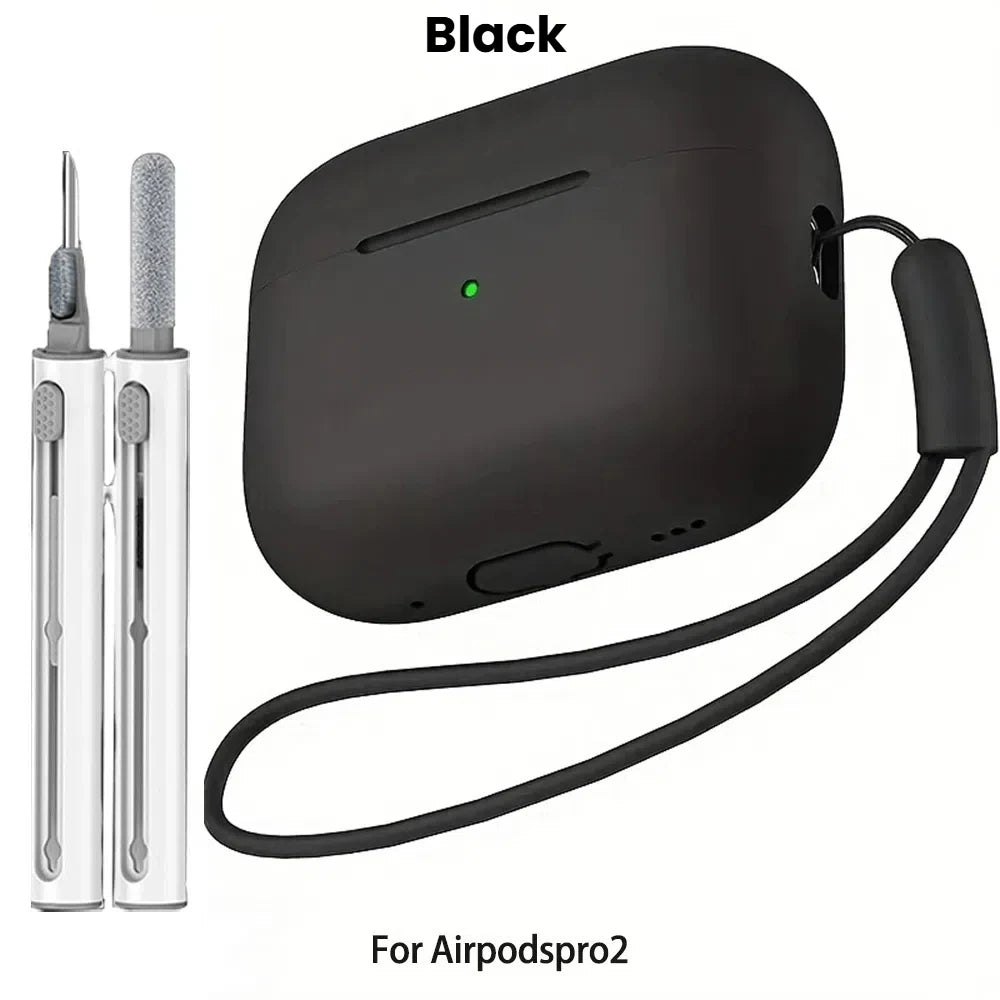 For AirPods Pro 2 Case Liquid Silicone Cover For AirPods Pro 2 2nd Pro2 2022 2023 Cases Sleeve With Cleaningr Pen Lanyard Funda