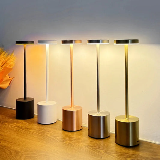 2pcs USB Rechargeable LED Desk Lamp Stepless Dimming Tricolor Touch Night Light Bedside Light Bar Hotel Decoration