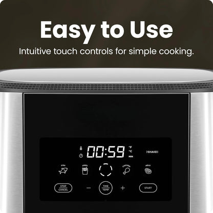 Touch Air Fryer, XL 8-Qt Family Size, One-Touch Digital Control Presets, French Fries, Chicken, Meat, Fish