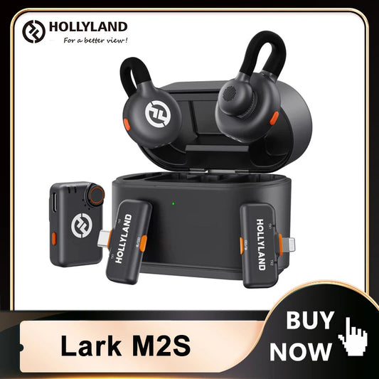 Hollyland Lark M2S Wireless Microphone for Interview Live Streaming Vlog Receiver Transmitter for iPhone Camera Android Phone
