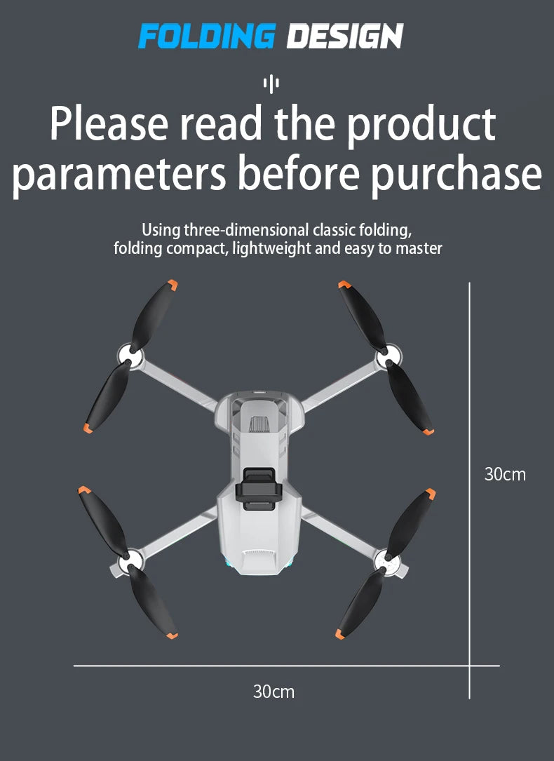 Drone professionnel AE3 Pro Max avec écran 360 ° Évitement d'obstacles sans brosse 8K double caméra 3 axes cardan quadrirotor FP