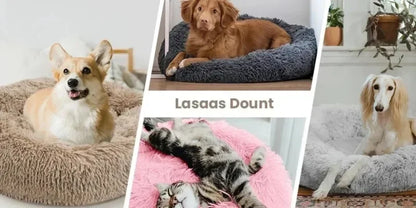 Long haired ultra soft pet cat bed plush washable calming bed donut bed comfortable sleeping artifact
