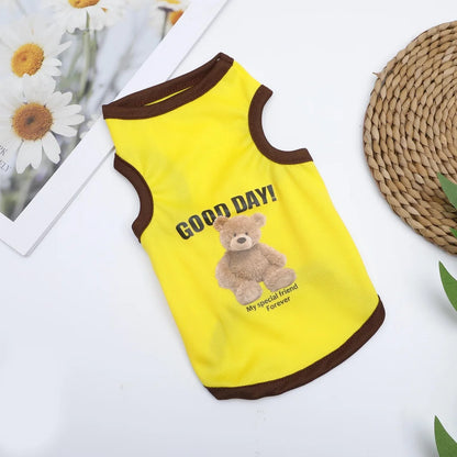 Cartoon Bear Dog Clothes Cute Cotton Dog Costume Pet T-shirt Cats Vest for Puppy Small Medium Dogs Shih Tzu Dog XS-XXL