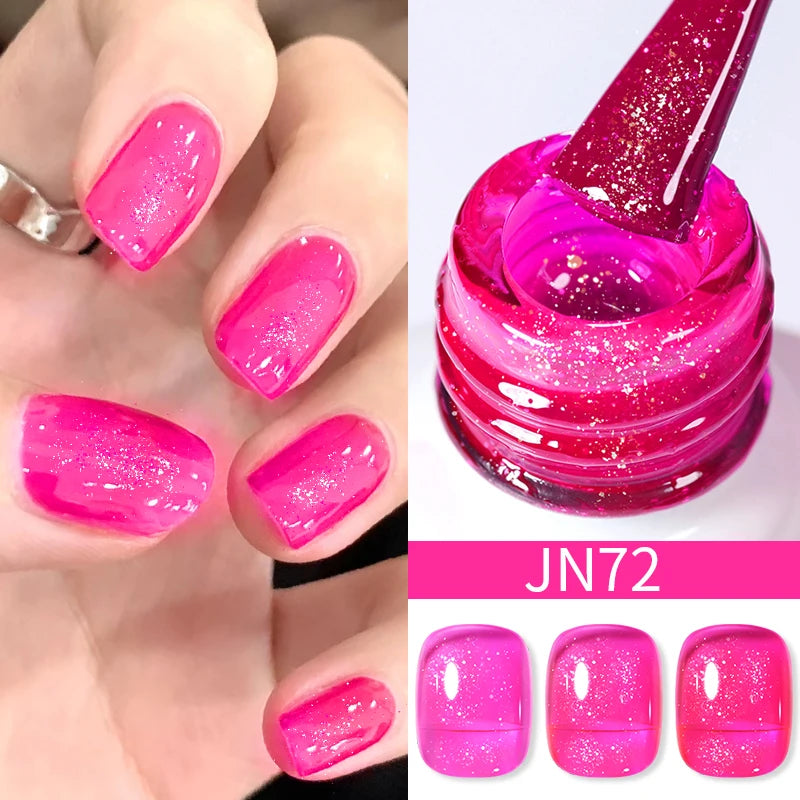 BORN PRETTY 10ml Wine Red Glitter Jelly Nude Gel Nail Polish Soak Off Translucent Color UV Light Cure for Nail Art DIY at Home