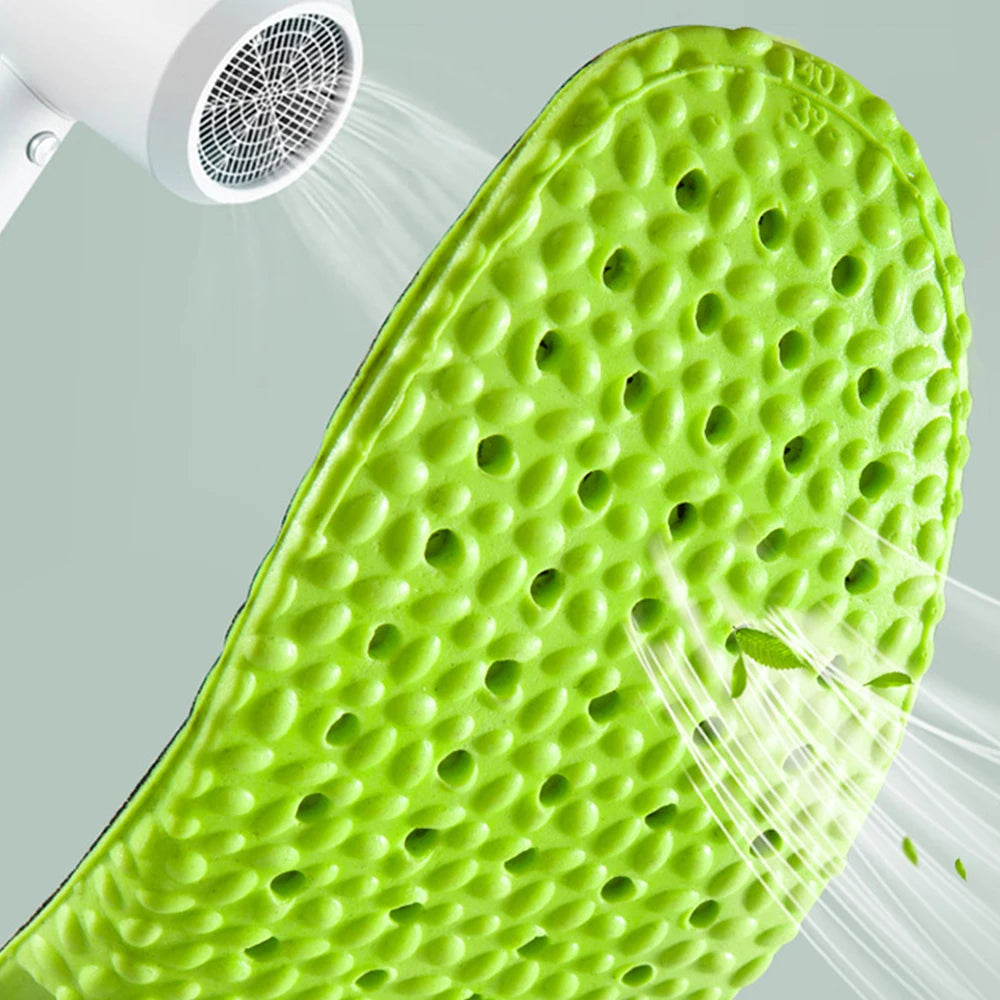 Sports Shock Absorption Insole Green PU Memory Foam Breathable Arch Support Orthopedic Shoes Pad Men Women Feet Care Shoes Pad