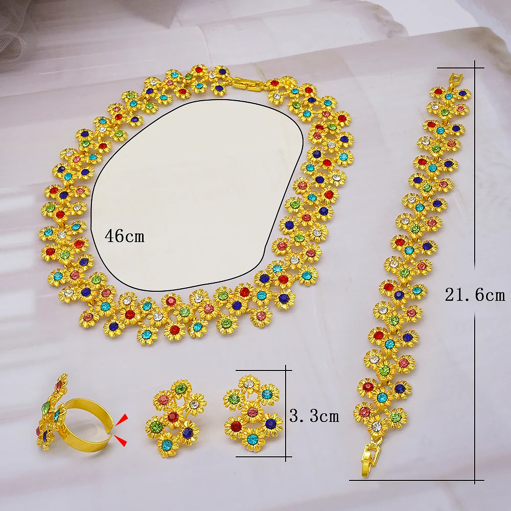 2023 Fine Jewelry Sets For Women Dubai Bridal Wedding Gifts Necklace Bracelet Earrings Ring Jewellery Set African Bead jewelry