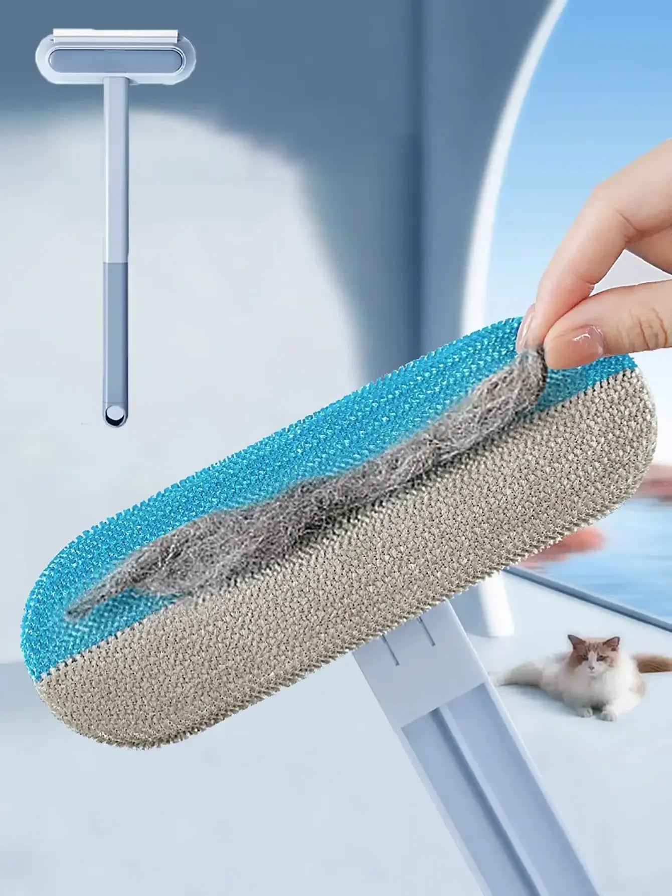 Pet Hair Removal Set Tool Reusable Static Removal Gloves Double-Sided Grooming Gloves Remove Dog Cat Fur Hair for Carpets Sofa