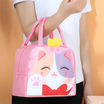 Cartoon Animals Children's Lunch Bag Portable Cartoon Handbag Thickened Insulation Fresh Refrigerated Bag Children's Bag