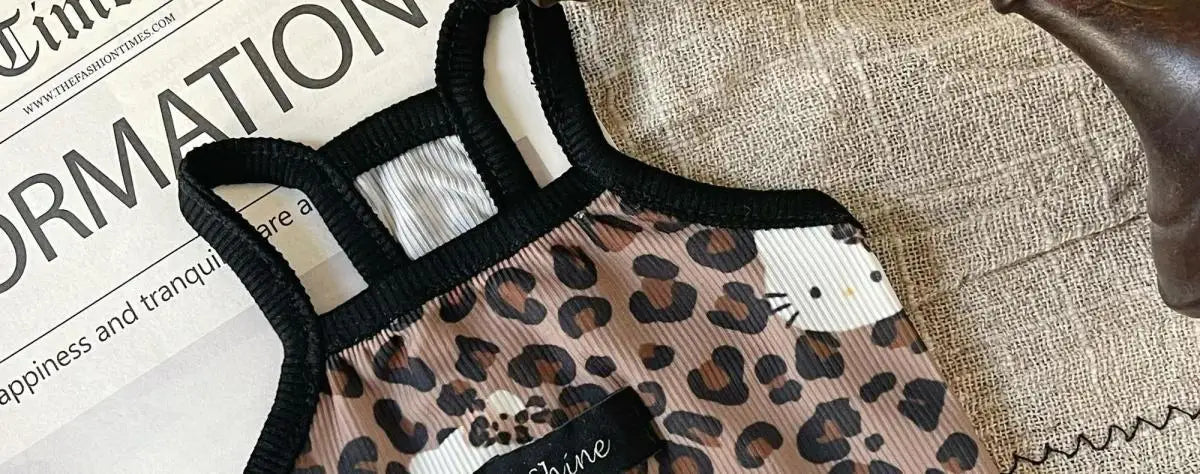 Spring Summer 2025 New Pet Clothes Spice Girls Wind Suspenders Leopard-Print Kitty Ice Silk And Cool Fabrics Cats Dogs Wear Them