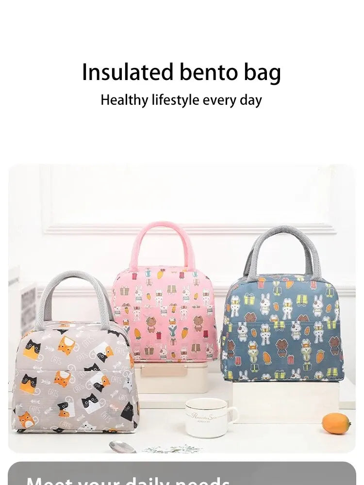 Cartoon Cute Portable Tote Lunch Box Bento Box Animal Pattern Lunch Bag Insulated Food Bag Lunch Box Bag Picnic Bag
