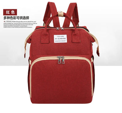 Folding Mommy Bag Multipurpose Portable Folding Crib Bed Large-capacity Baby Backpack Female Mommy Outting Bag Diaper Bags