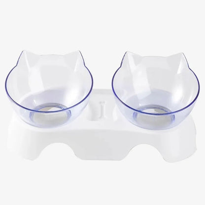 Pet Double Bowl Cat Bowl Dog Bowl with Stand Transparent Double Bowl Pet Feeding Cat Water Bowl Cat Food Pet Bowl Dog Feeder
