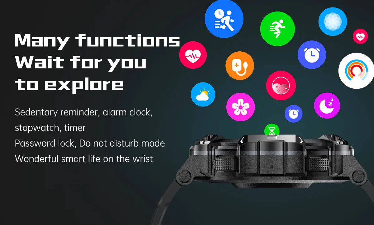 PG666 Outdoor Rugged Smart Watch Men IP68 Waterproof Bluetooth Call Smartwatch Multiple Sports Modes Blood Pressure Oxygen Watch