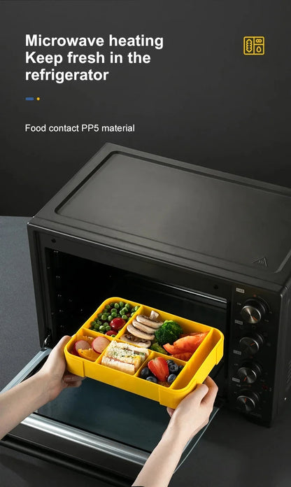 1330ML Lunch Box Adult Bento Boxes Food Containers with 6 Compartment and Tableware For Snack Work School Microwave Oven Heating