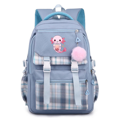 Cute Axolotl Backpack Print Backpacks Girls School Bag for Teenager Laptop Backpack