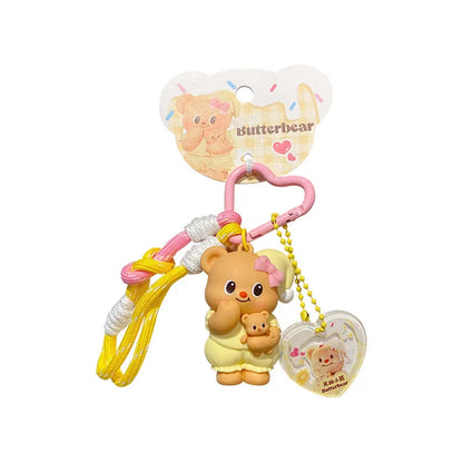 Cartoon Butter Bear Keychain Pendant Cute Fashion Doll Creative Car Keychain Ring Luggage Accessories Gift for Children