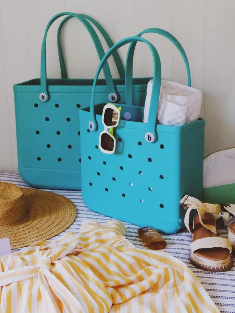 Fashion Large Beach Bags EVA Rubber Waterproof Storage Baskets Travel Shopping Handbag Women Shoulder Solid Color Jelly Bag
