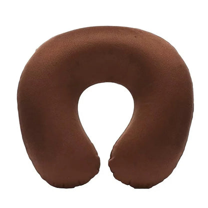 1PC U-shaped Travel Pillow Portable Lazy Inflatable Neck Cervical Support Short Plush Office Sleep Essentials