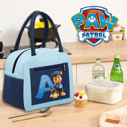 Cute PAW Patrol Thermal Bag Food Storage Container Letter A-Z Student Lunchbox Cartoon Fashion Handbags Bento Durable Bags Gifts