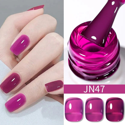 BORN PRETTY 10ml Wine Red Glitter Jelly Nude Gel Nail Polish Soak Off Translucent Color UV Light Cure for Nail Art DIY at Home